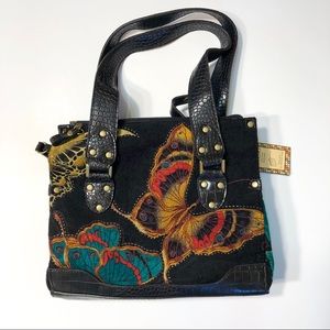 Bueno Butterflies Faux Suede Black Purse